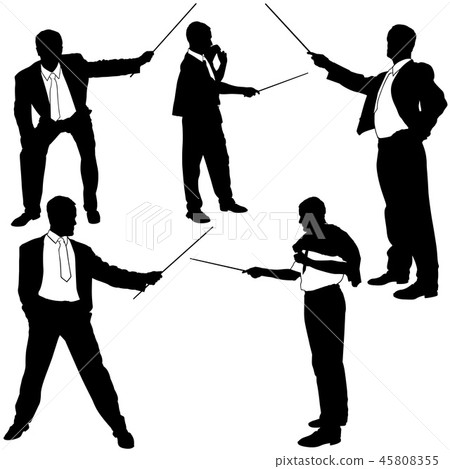 Businessman Pointing Silhouettes Businessman Pointing Silhouettes 45808355