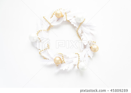 Christmas wreath made of white paper  45809289