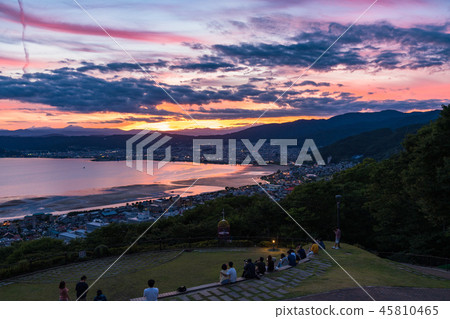 《Nagano Prefecture》 Sunset view of Lake Suwa, Tateishi Park 45810465