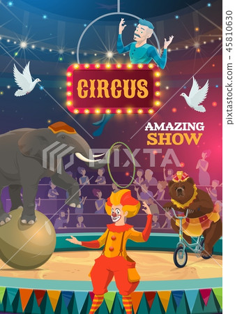 Big top circus animal and clown show - Stock Illustration [45810630 ...