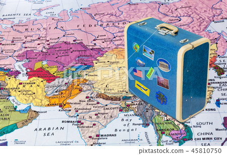 Asia map and travel case with stickers (my photos) Asia map and travel case with stickers (my photos) 45810750