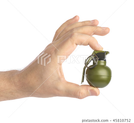 Hand with small grenade 45810752