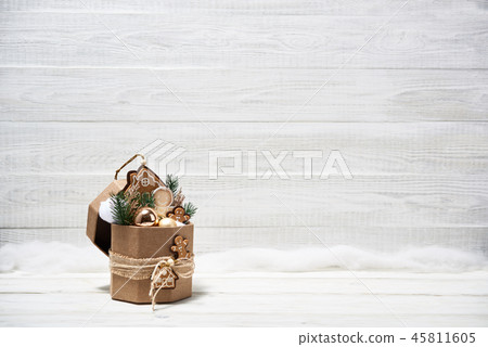 Crristmas decorations on white background. 45811605