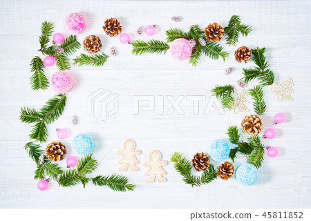 Crristmas decorations on white background. 45811852