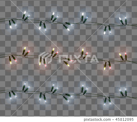 Set of Christmas lights isolated on transparent  45812095