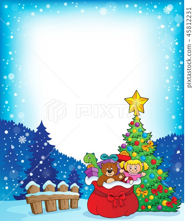 Christmas tree and gift bag frame 1 45812231