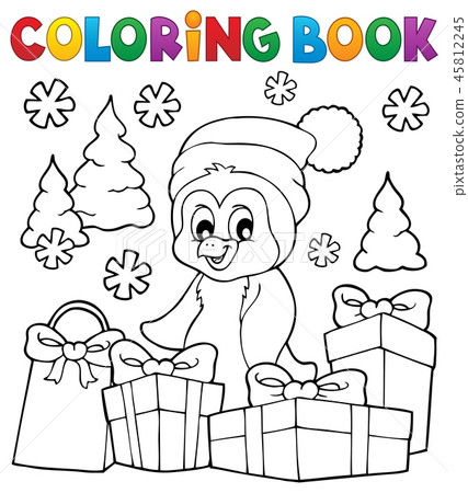 Coloring book Christmas penguin topic 3 45812245