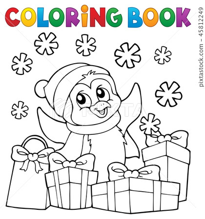 Coloring book Christmas penguin topic 2 Coloring book Christmas penguin topic 2 45812249