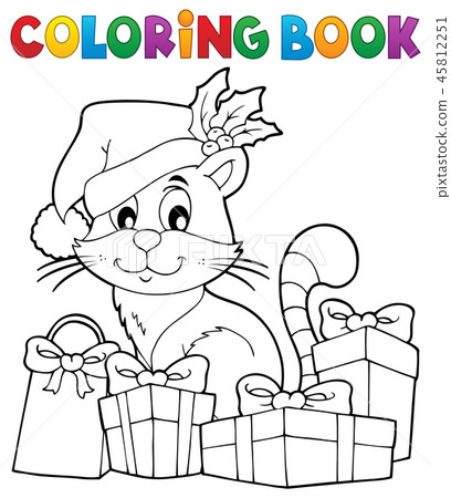 Coloring book Christmas cat theme 3 Coloring book Christmas cat theme 3 45812251
