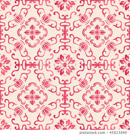 Elegant Seamless Chinese Style Pink Background - Stock Illustration 