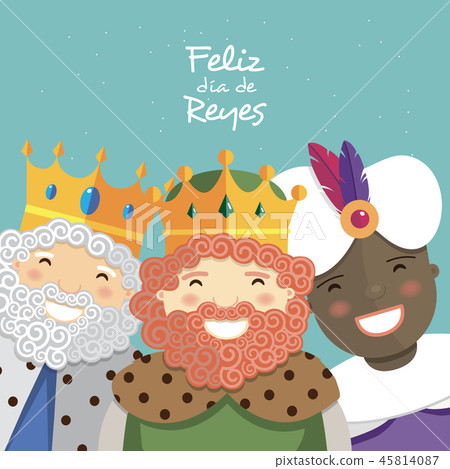 Happy three kings smiling and spanish text  45814087