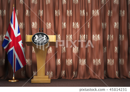 Podium speaker tribune with flags of Great Britain 45814231
