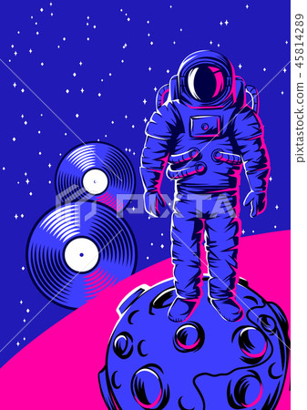 Illustration of astronaut on moon. 45814289