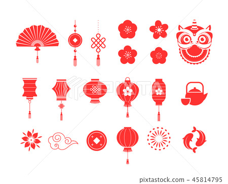 Chinese New Year red symbols and icons collection Chinese New Year red symbols and icons collection 45814795