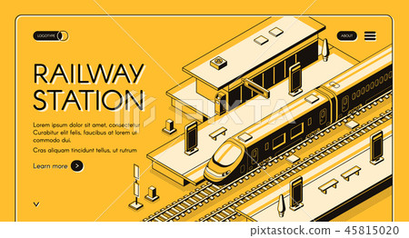 Railway transport company vector website template 45815020