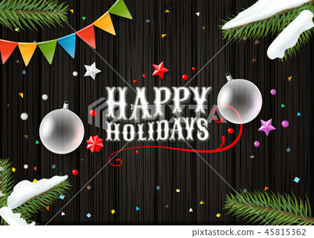 Happy holidays wishing card vector template 45815362