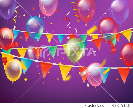 Happy holiday concept. Color ballons and flags 45815398