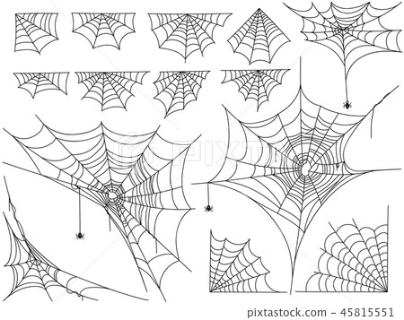 Black spiders and different web isolated on white 45815551