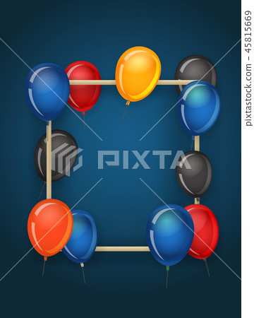 Vertical empty frame with color balloons Vertical empty frame with color balloons 45815669