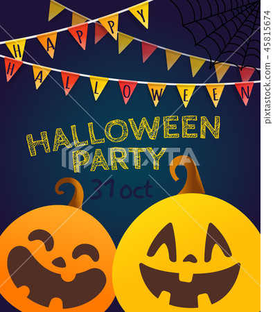 Happy Halloween garlands on dark background Happy Halloween garlands on dark background 45815674