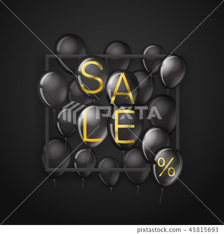 Black friday sale banner with black balloons Black friday sale banner with black balloons 45815693