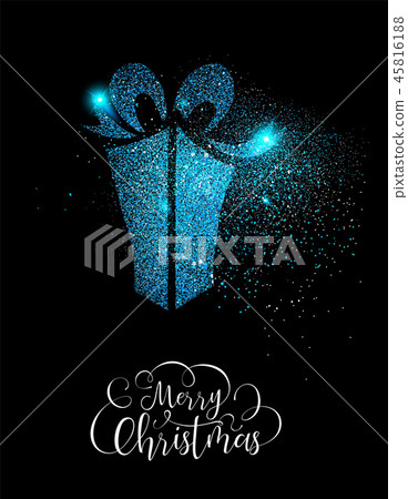 Merry Christmas blue glitter gift greeting card - Stock Illustration ...