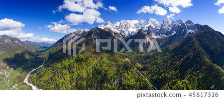 Aerial view on mountains in Triglav park Aerial view on mountains in Triglav park 45817316