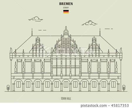 Town Hall in Bremen, Germany. Landmark icon Town Hall in Bremen, Germany. Landmark icon 45817353