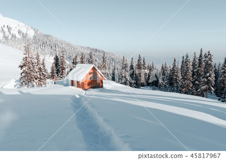Fantastic landscape with snowy house 45817967