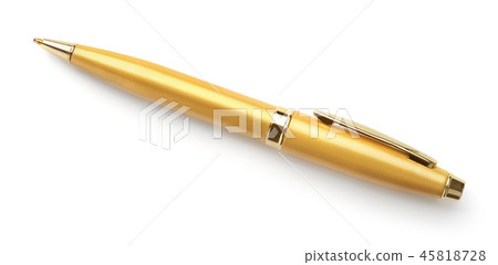 Top view of gold ballpoint pen Top view of gold ballpoint pen 45818728