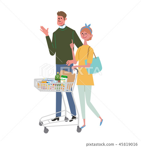  Shopping cart woman family 45819016