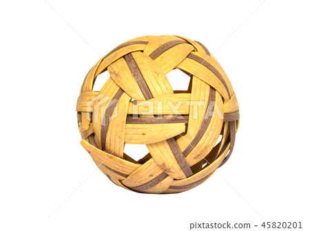 Old rattan ball on white background. 45820201