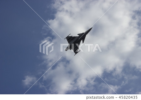 Combat supersonic airplane on blue sky Combat supersonic airplane on blue sky 45820435