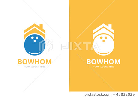 Vector bowling and real estate logo combination. Game and house symbol or icon. Unique kegling and Vector bowling and real estate logo combination. Game and house symbol or icon. Unique kegling and 45822029