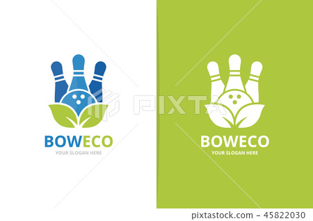 Vector bowling and leaf logo combination. Game and eco symbol or icon. Unique kegling and organic Vector bowling and leaf logo combination. Game and eco symbol or icon. Unique kegling and organic 45822030