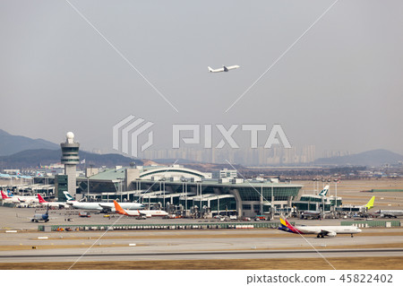 Airplane, control tower, Incheon International Airport, Youngjong Island, Incheon 45822402