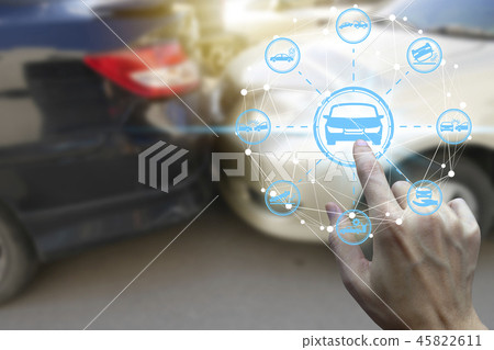 Finger touch with car claim icons Finger touch with car claim icons 45822611