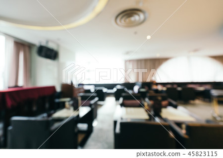 Abstract blur and defocused breakfast buffet in hotel restaurant and coffee shop cafe interior 45823115