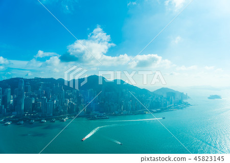 Beautiful architecture building exterior cityscape of hong kong city skyline Beautiful architecture building exterior cityscape of hong kong city skyline 45823145
