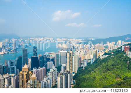 Beautiful architecture building exterior cityscape of hong kong city skyline Beautiful architecture building exterior cityscape of hong kong city skyline 45823180