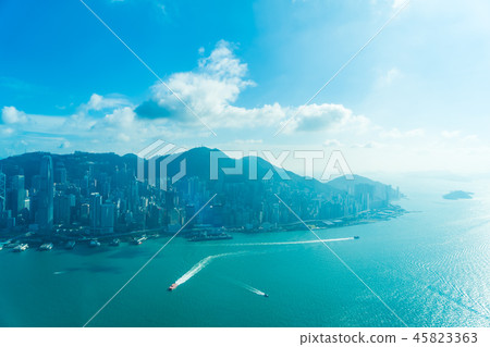 Beautiful architecture building exterior cityscape of hong kong city skyline 45823363