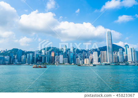 Beautiful architecture building exterior cityscape of hong kong city skyline 45823367