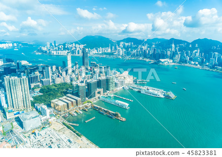 Beautiful architecture building exterior cityscape of hong kong city skyline Beautiful architecture building exterior cityscape of hong kong city skyline 45823381