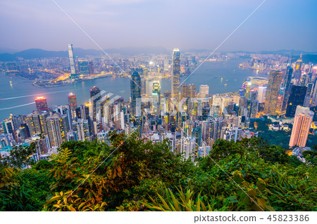 Beautiful architecture building exterior cityscape of hong kong city skyline Beautiful architecture building exterior cityscape of hong kong city skyline 45823386