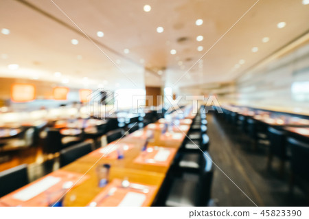 Abstract blur and defocused breakfast buffet in hotel restaurant and coffee shop cafe interior 45823390