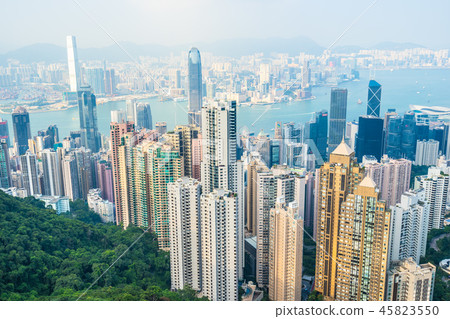 Beautiful architecture building exterior cityscape of hong kong city skyline 45823550