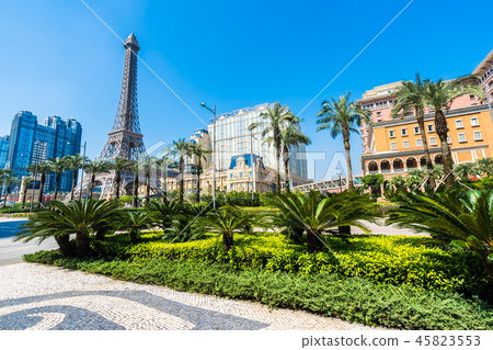 China, Macau - September 10 2018 - Beautiful eiffel tower landmark of parisian hotel and resort in macau city 45823553