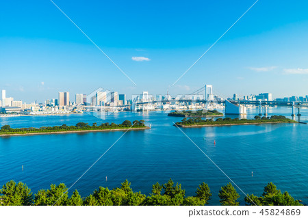 Beautiful architecture building cityscape of tokyo city with rainbow bridge Beautiful architecture building cityscape of tokyo city with rainbow bridge 45824869