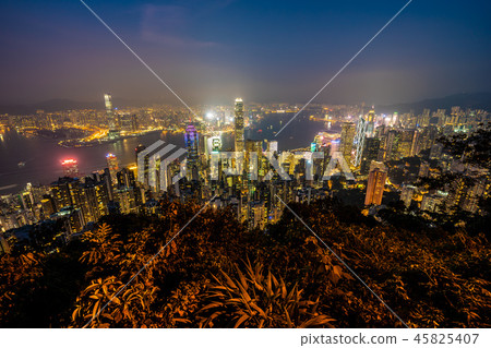 Beautiful architecture building exterior cityscape of hong kong city skyline 45825407