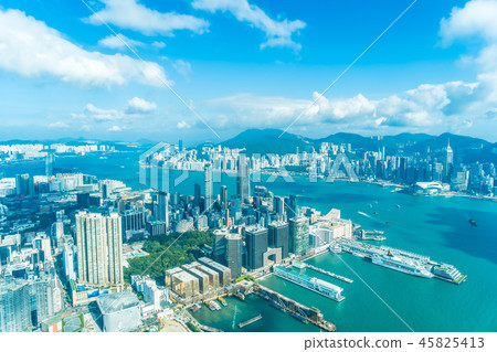 Beautiful architecture building exterior cityscape of hong kong city skyline Beautiful architecture building exterior cityscape of hong kong city skyline 45825413